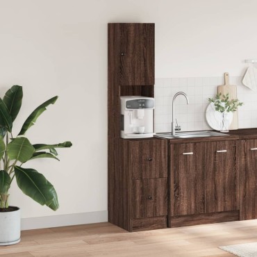 vidaXL Στήλη Κουζίνας Καφέ Δρυς 35x50x180cm από Επεξεργασμένο Ξύλο