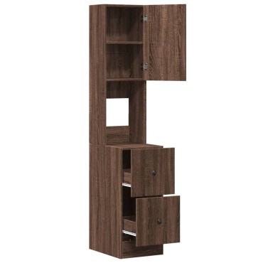 vidaXL Στήλη Κουζίνας Καφέ Δρυς 35x50x180cm από Επεξεργασμένο Ξύλο