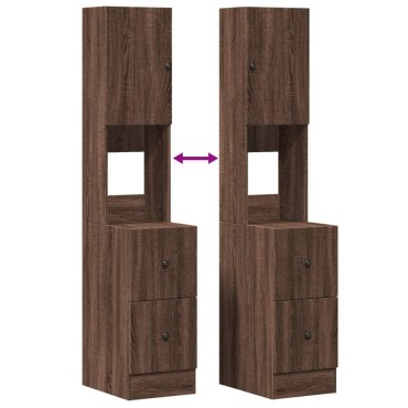 vidaXL Στήλη Κουζίνας Καφέ Δρυς 35x50x180cm από Επεξεργασμένο Ξύλο