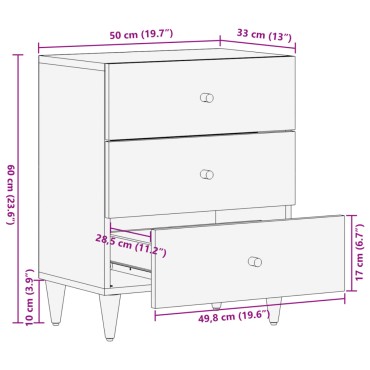 vidaXL Κομοδίνο 50x33x60cm από Μασίφ Ξύλο Μάνγκο 1 τεμ.