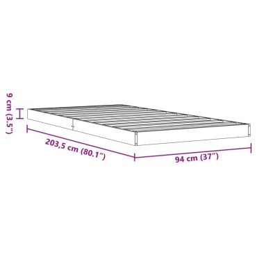 vidaXL Πλαίσιο Κρεβατιού Καφέ Κεριού 90x200 εκ. από Μασίφ Ξύλο Πεύκου