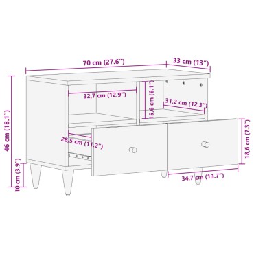 vidaXL Έπιπλο Τηλεόρασης 70x33x46cm από Μασίφ Ξύλο Μάνγκο