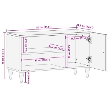 vidaXL Έπιπλο Τηλεόρασης 80x31,5x46cm από Μασίφ Ξύλο Μάνγκο