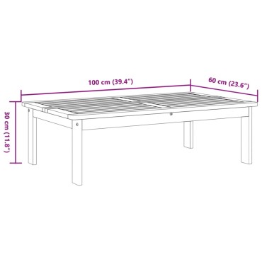 vidaXL Τραπέζι Κήπου 100x60x30cm από Μασίφ Ξύλο Ακακίας