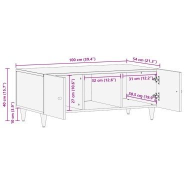 vidaXL Τραπεζάκι Σαλονιού 100x54x40cm από Μασίφ Ξύλο Μάνγκο 1 τεμ.