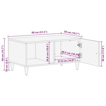 vidaXL Τραπεζάκι Σαλονιού 80x50x40cm από Μασίφ Ξύλο Μάνγκο 1 τεμ.