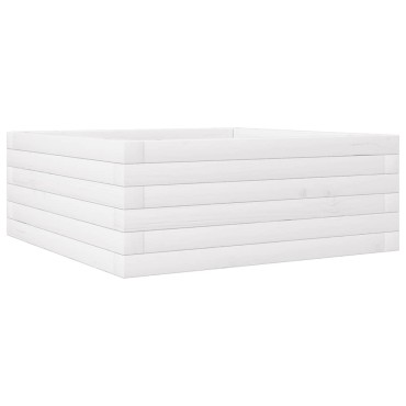 vidaXL Ζαρντινιέρα Λευκή 60x60x23 εκ. από Μασίφ Ξύλο Πεύκου