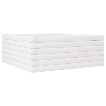 vidaXL Ζαρντινιέρα Λευκή 60x60x23 εκ. από Μασίφ Ξύλο Πεύκου