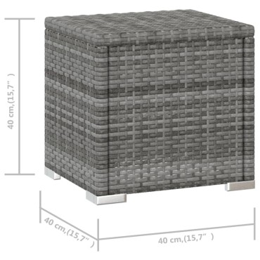 vidaXL Ξαπλώστρα Γκρι από Συνθετικό Ρατάν με Μαξιλάρι & Τραπεζάκι 40x40x40cm 1 τεμ.