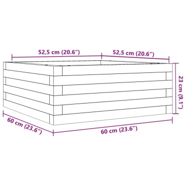 vidaXL Ζαρντινιέρα Λευκή 60x60x23 εκ από Μασίφ Ξύλο Πεύκου
