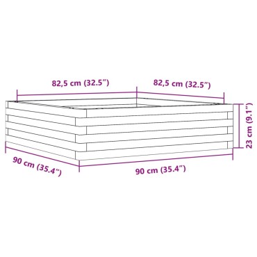 vidaXL Ζαρντινιέρα Καφέ Κεριού 90x90x23 εκ. από Μασίφ Ξύλο Πεύκου