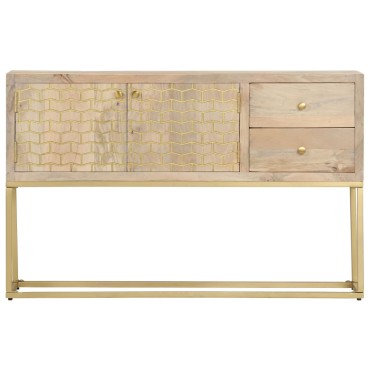 vidaXL Μπουφές Χρυσός 120x30x75cm από Μασίφ Ξύλο Μάνγκο 1 τεμ.