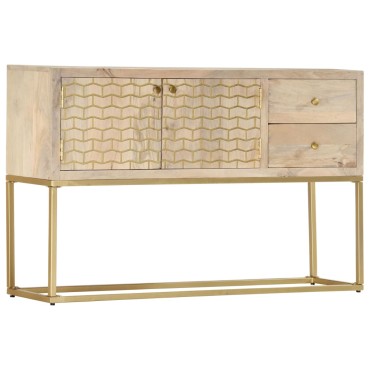 vidaXL Μπουφές Χρυσός 120x30x75cm από Μασίφ Ξύλο Μάνγκο 1 τεμ.