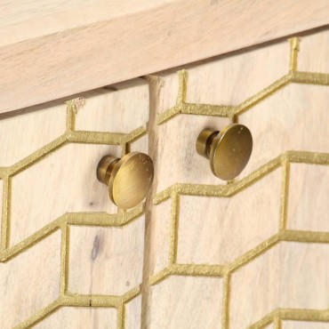vidaXL Μπουφές Χρυσός 120x30x75cm από Μασίφ Ξύλο Μάνγκο 1 τεμ.
