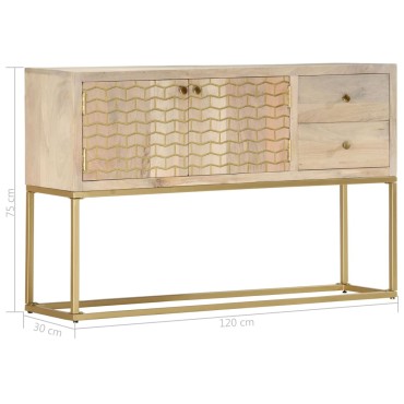 vidaXL Μπουφές Χρυσός 120x30x75cm από Μασίφ Ξύλο Μάνγκο 1 τεμ.