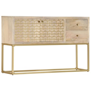 vidaXL Μπουφές Χρυσός 120x30x75cm από Μασίφ Ξύλο Μάνγκο 1 τεμ.