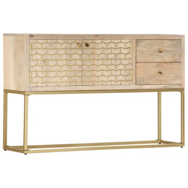 vidaXL Μπουφές Χρυσός 120x30x75cm από Μασίφ Ξύλο Μάνγκο 1 τεμ.