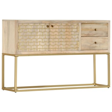 vidaXL Μπουφές Χρυσός 120x30x75cm από Μασίφ Ξύλο Μάνγκο 1 τεμ.
