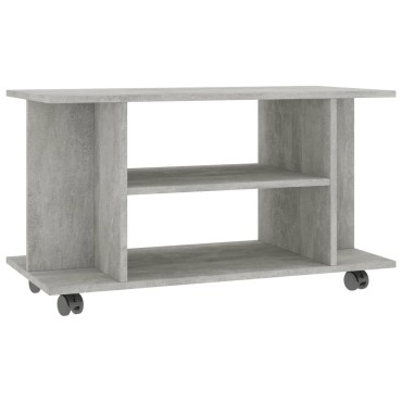 vidaXL Έπιπλο TV με Ρόδες Γκρι Σκυροδέματος 80x40x45cm Επεξ. Ξύλο