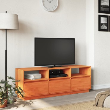 vidaXL Έπιπλο Τηλεόρασης Καφέ Κεριού 140x37x50cm Μασίφ Ξύλο Πεύκου