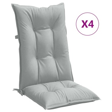 vidaXL Μαξιλάρια Καρέκλας με Πλάτη 4 τεμ. Αν. Γκρι 120x50x7cm Ύφασμα