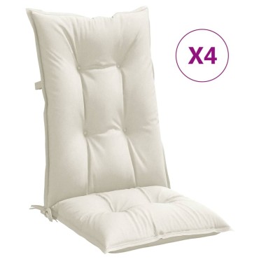 vidaXL Μαξιλάρια Καρέκλας με Πλάτη 4 τεμ. Κρεμ 120x50x7cm Ύφασμα