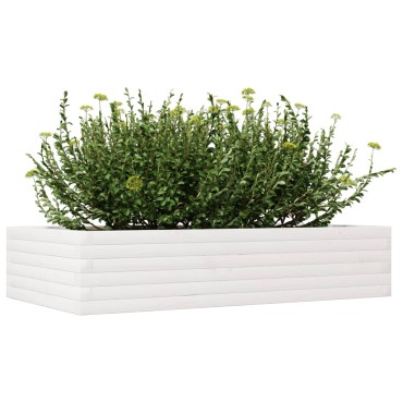 vidaXL Ζαρντινιέρα Κήπου Λευκή 110x60x23 εκ. από Μασίφ Ξύλο Πεύκου