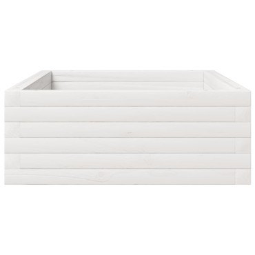 vidaXL Ζαρντινιέρα Κήπου Λευκή 110x60x23 εκ. από Μασίφ Ξύλο Πεύκου