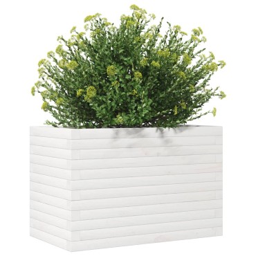 vidaXL Ζαρντινιέρα Κήπου Λευκή 70x40x45,5 εκ. από Μασίφ Ξύλο Πεύκου