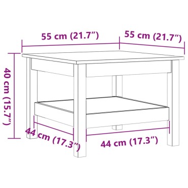 vidaXL Τραπεζάκι Σαλονιού Καφέ Κεριού 55x55x40cm Μασίφ Ξύλο Πεύκου 1 τεμ.