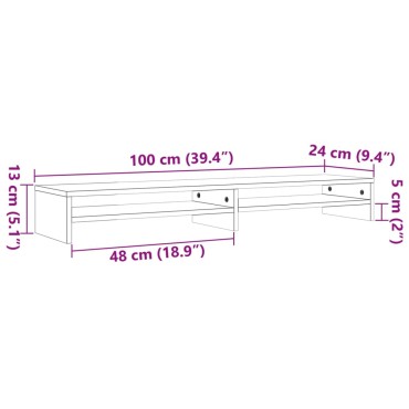 vidaXL Βάση Οθόνης Καφέ Κεριού 100x24x13cm από Μασίφ Ξύλο Πεύκου