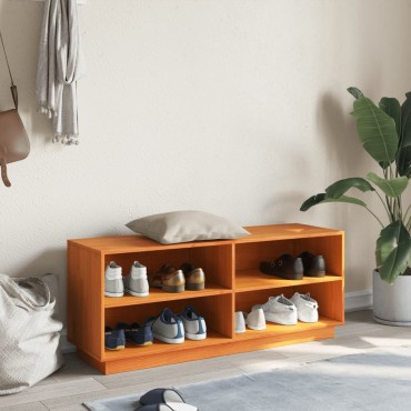 vidaXL Παπουτσοθήκη Καφέ Κεριού 110x34x45cm Μασίφ Ξύλο Πεύκου
