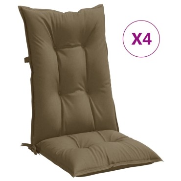 vidaXL Μαξιλάρια Καρέκλας Κήπου Πλάτη 4τεμ Taupe 120x50x7 εκ. Ύφασμα