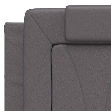 vidaXL Πλαίσιο Κρεβατιού με Κεφαλάρι Γκρι 140x200 εκ. Συνθετικό Δέρμα