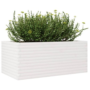 vidaXL Ζαρντινιέρα Κήπου Λευκή 110x60x45,5 εκ. από Μασίφ Ξύλο Πεύκου