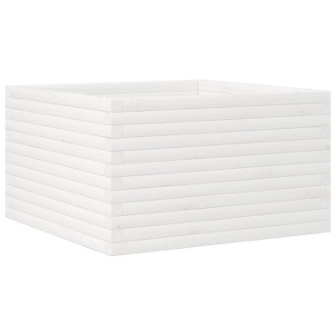 vidaXL Ζαρντινιέρα Κήπου Λευκή 80x80x45,5 εκ. από Μασίφ Ξύλο Πεύκου