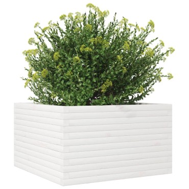 vidaXL Ζαρντινιέρα Κήπου Λευκή 80x80x45,5 εκ. από Μασίφ Ξύλο Πεύκου