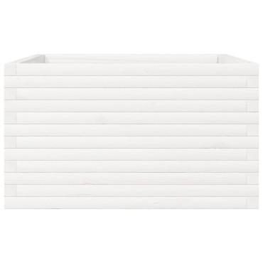 vidaXL Ζαρντινιέρα Κήπου Λευκή 80x80x45,5 εκ. από Μασίφ Ξύλο Πεύκου