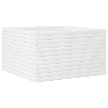 vidaXL Ζαρντινιέρα Κήπου Λευκή 80x80x45,5 εκ. από Μασίφ Ξύλο Πεύκου