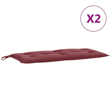 vidaXL Μαξιλάρια Πάγκου Κήπου 2 τεμ. Μπορντό Μελανζέ 100x50x7cm Ύφ.