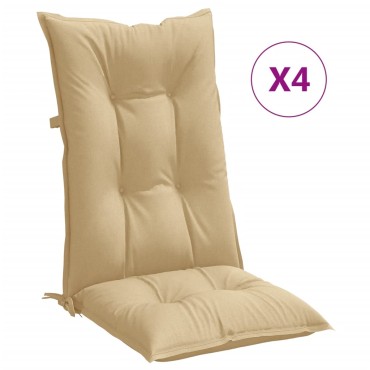 vidaXL Μαξιλάρια Καρέκλας με Πλάτη 4 τεμ. Μπεζ 120x50x7cm Ύφασμα