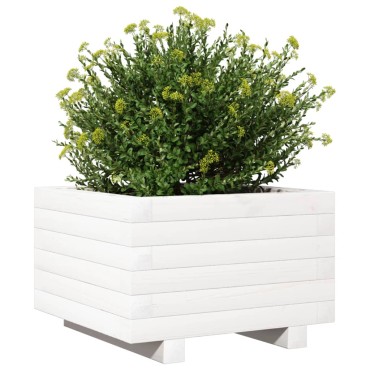 vidaXL Ζαρντινιέρα Κήπου Λευκή 40x40x26,5 εκ. από Μασίφ Ξύλο Πεύκου