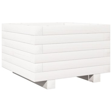vidaXL Ζαρντινιέρα Κήπου Λευκή 40x40x26,5 εκ. από Μασίφ Ξύλο Πεύκου
