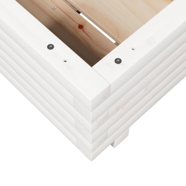 vidaXL Ζαρντινιέρα Κήπου Λευκή 40x40x26,5 εκ. από Μασίφ Ξύλο Πεύκου
