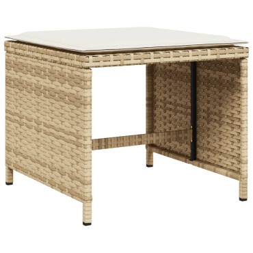 vidaXL Σκαμπό Κήπου 4 τεμ. Μπεζ 40x40x35cm Συνθ. Ρατάν με Μαξιλάρια