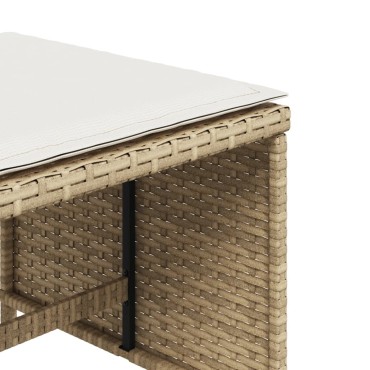 vidaXL Σκαμπό Κήπου 4 τεμ. Μπεζ 40x40x35cm Συνθ. Ρατάν με Μαξιλάρια