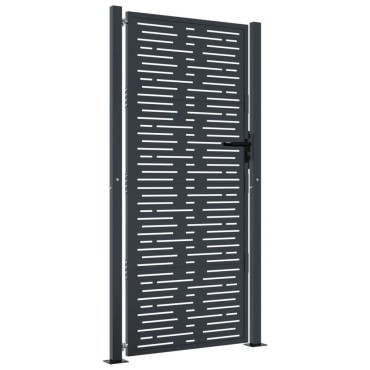 vidaXL Πύλη Κήπου Ανθρακί Τετράγωνο Σχέδιο 105 x 180 εκ. Ατσάλινη