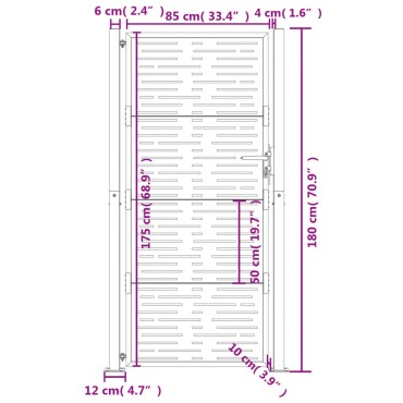 vidaXL Πύλη Κήπου Ανθρακί Τετράγωνο Σχέδιο 105 x 180 εκ. Ατσάλινη