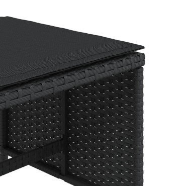 vidaXL Σκαμπό Κήπου 4 τεμ. Μαύρα 40x40x35 Συνθετικό Ρατάν με Μαξιλάρια 40x40x35cm