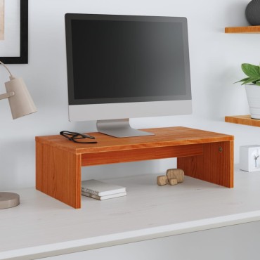 vidaXL Βάση Οθόνης Καφέ Κεριού 50x27x15cm από Μασίφ Ξύλο Πεύκου